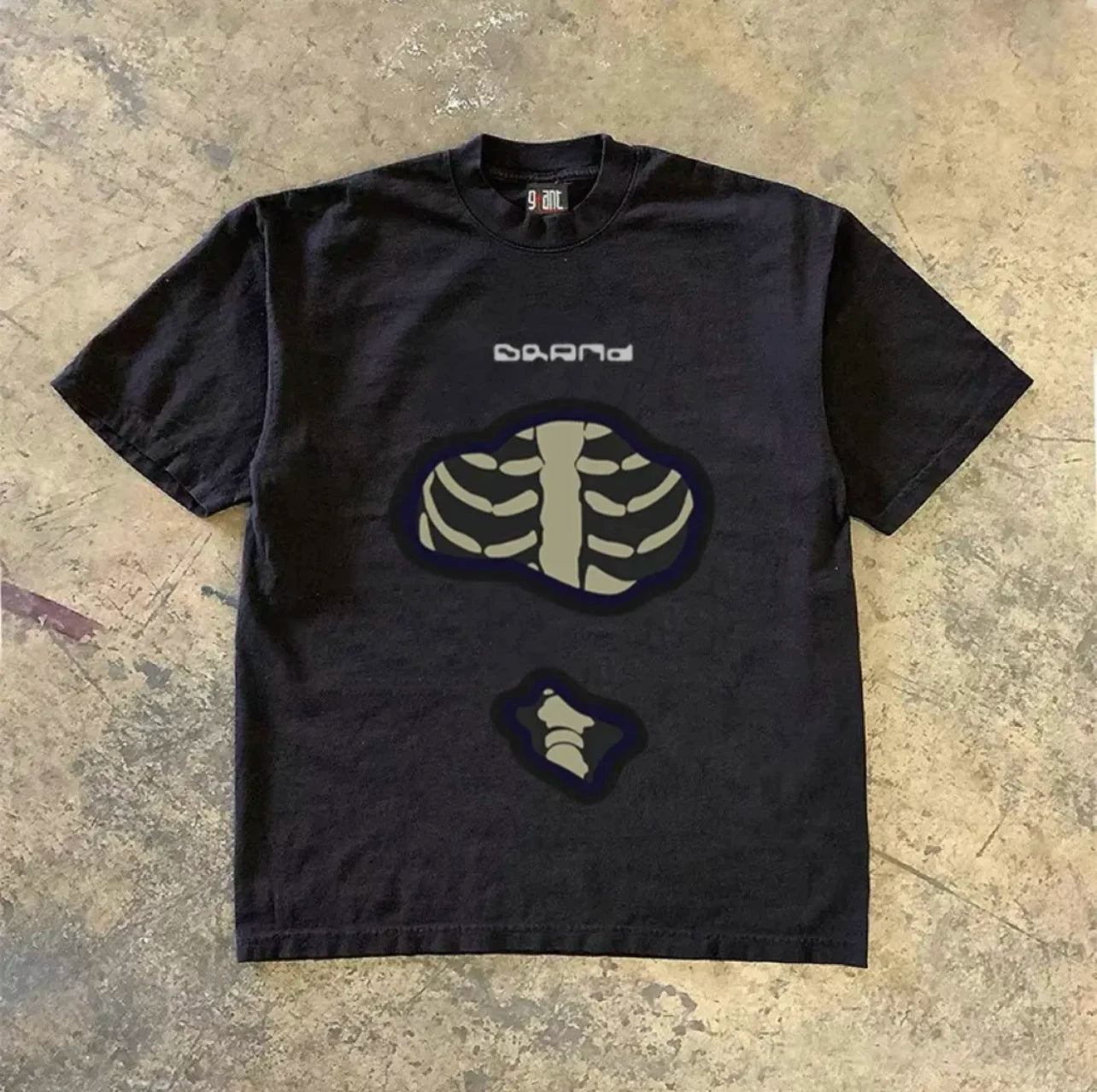 UPUPXIA Skull Print Loose Tee
