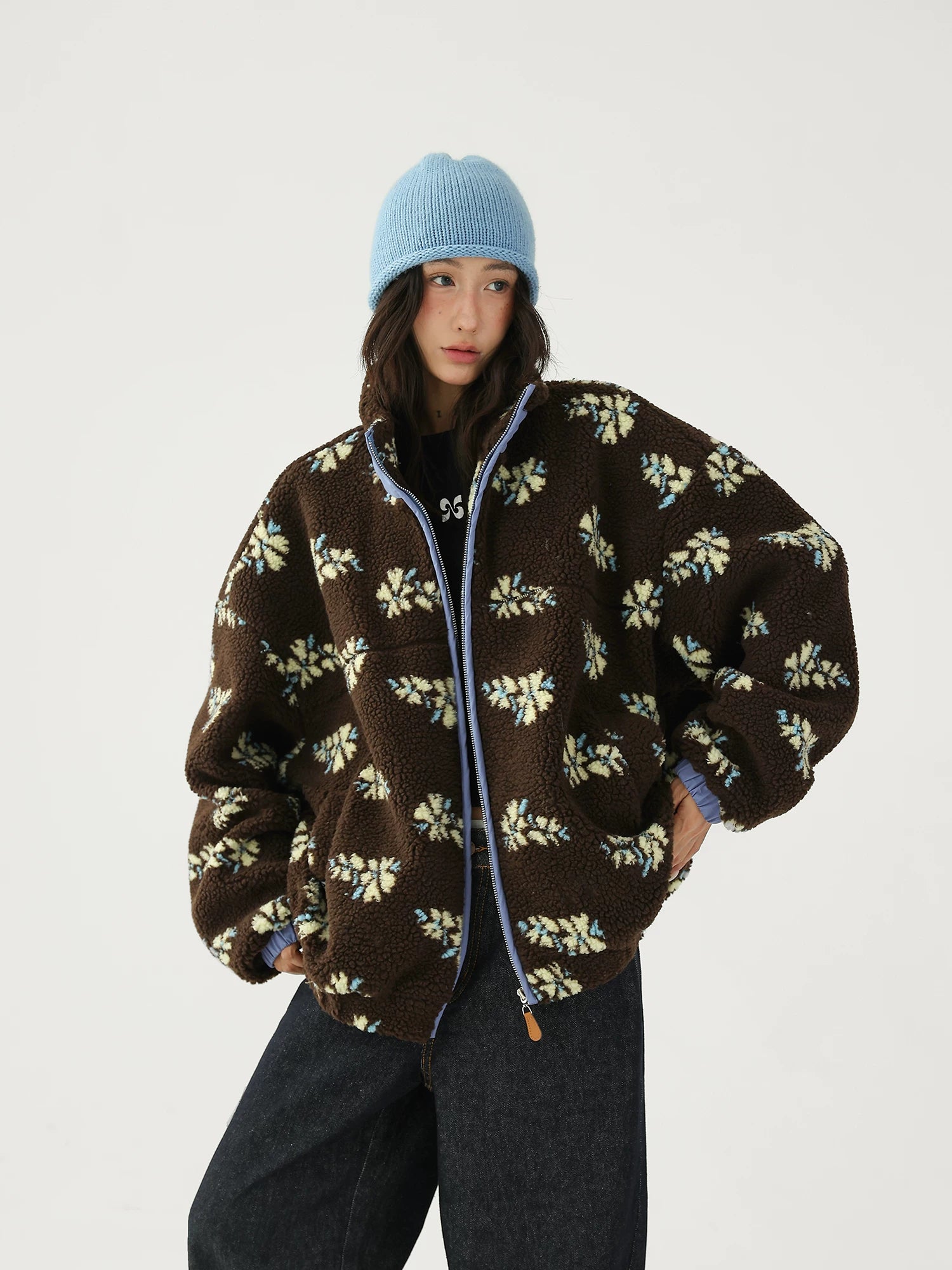AceStudios Vintage Flower Full Print Lambwool Coat