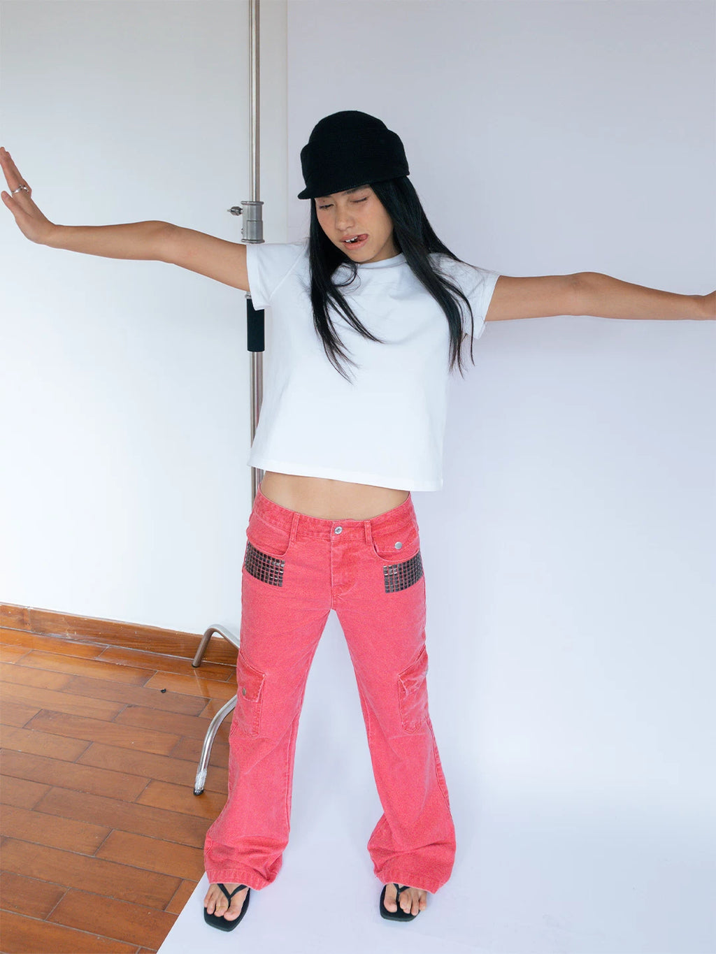 FUNKYFUN Front Shoulder Simple Loose Tee
