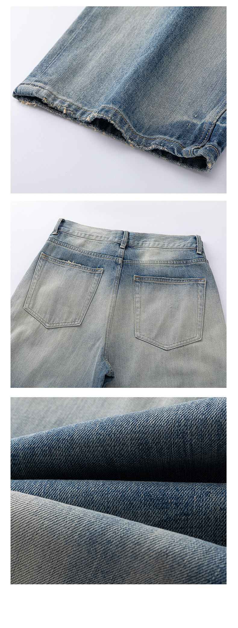 UNF A-Font Washed Blue Straight Loose Jeans