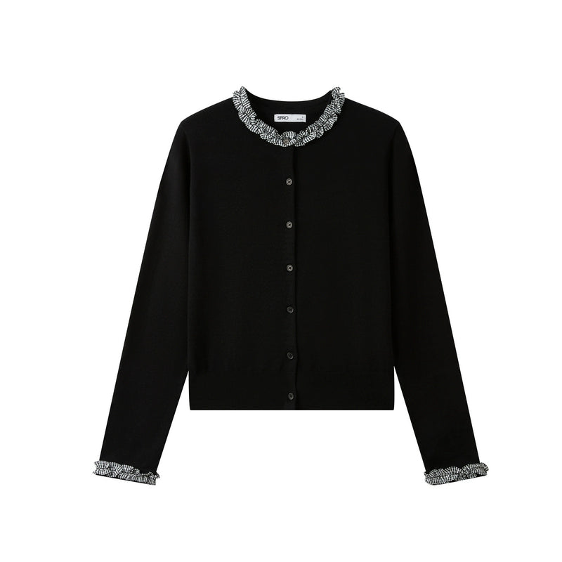 SPAO Korean Style Color Lace Collar Cardigan SPCKF23G73