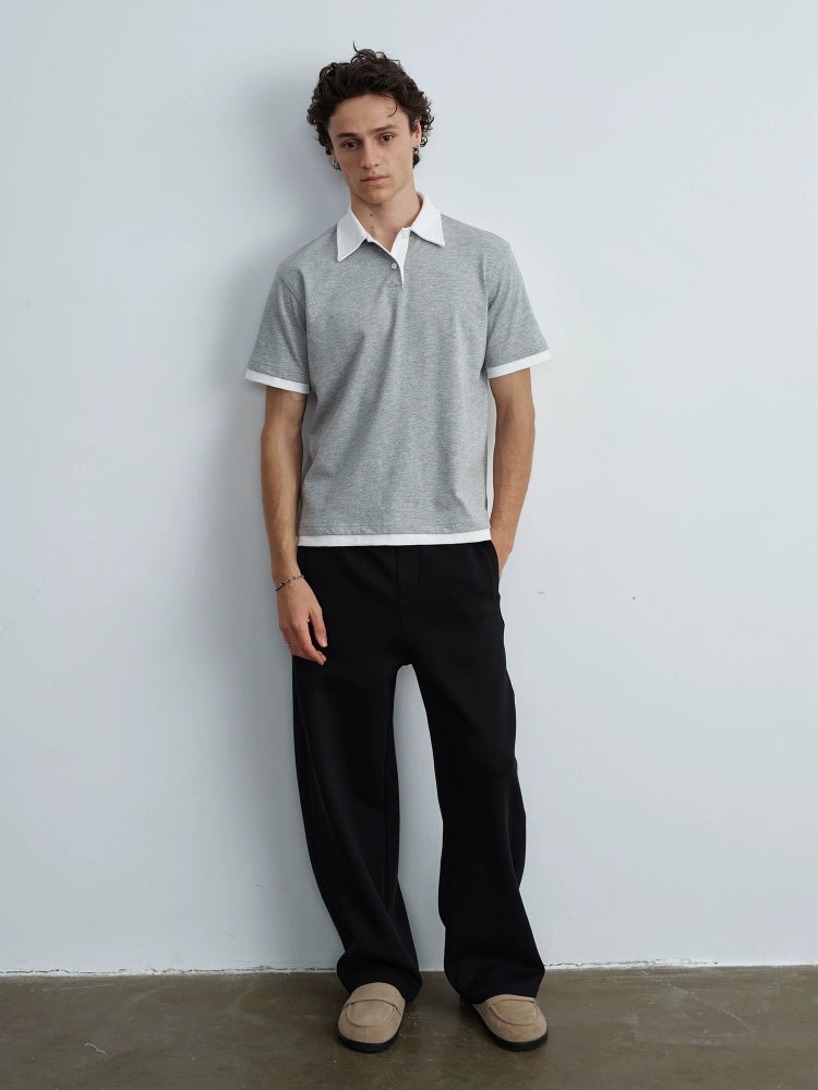 VLABMADE Lazy Contrasting Fake Two-piece Polo Shirt