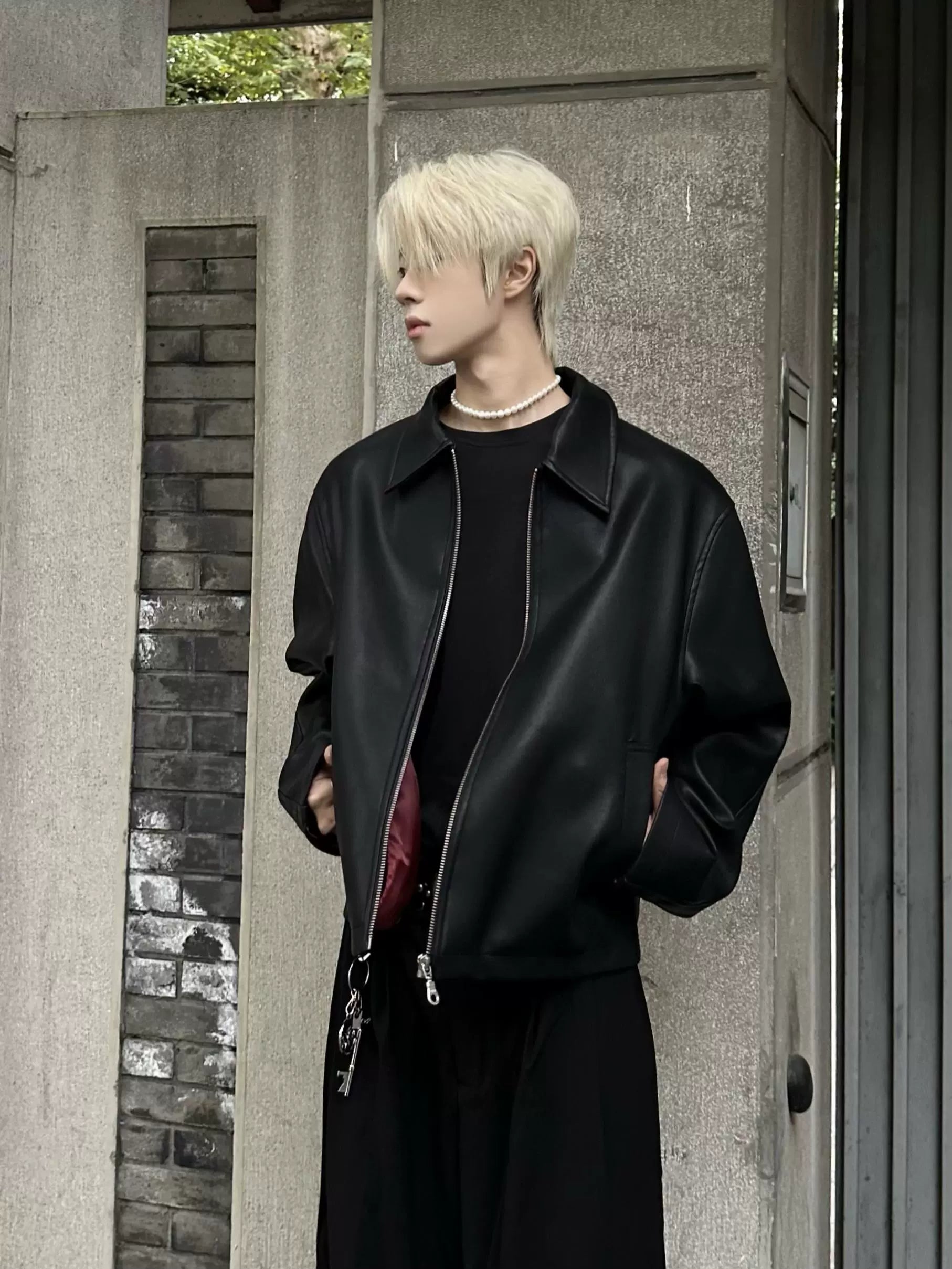 INTENT PU Leather Short Wide Leather Jacket