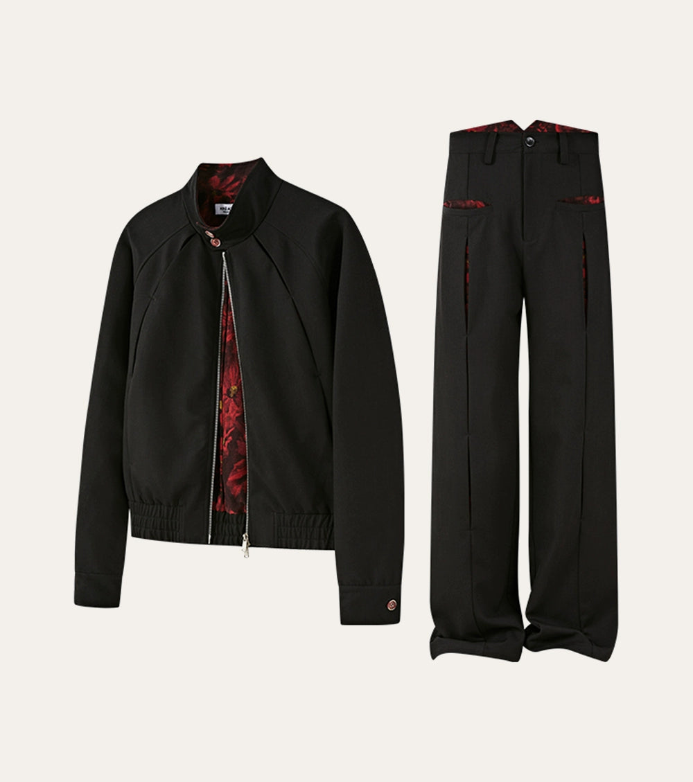 KREATE Contrasting Stand-up Collar Jacket