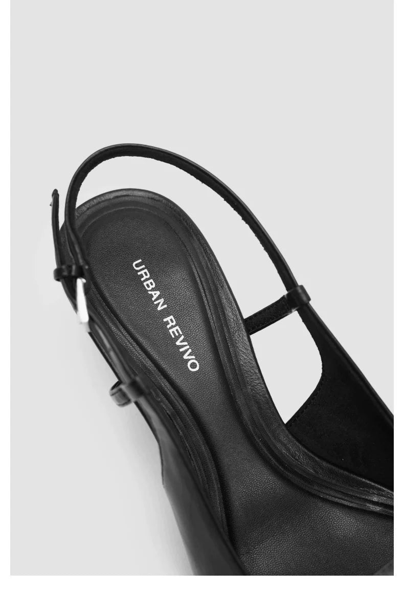 URBAN REVIVO Trendy Pointed Cat Heels Empty Shoes