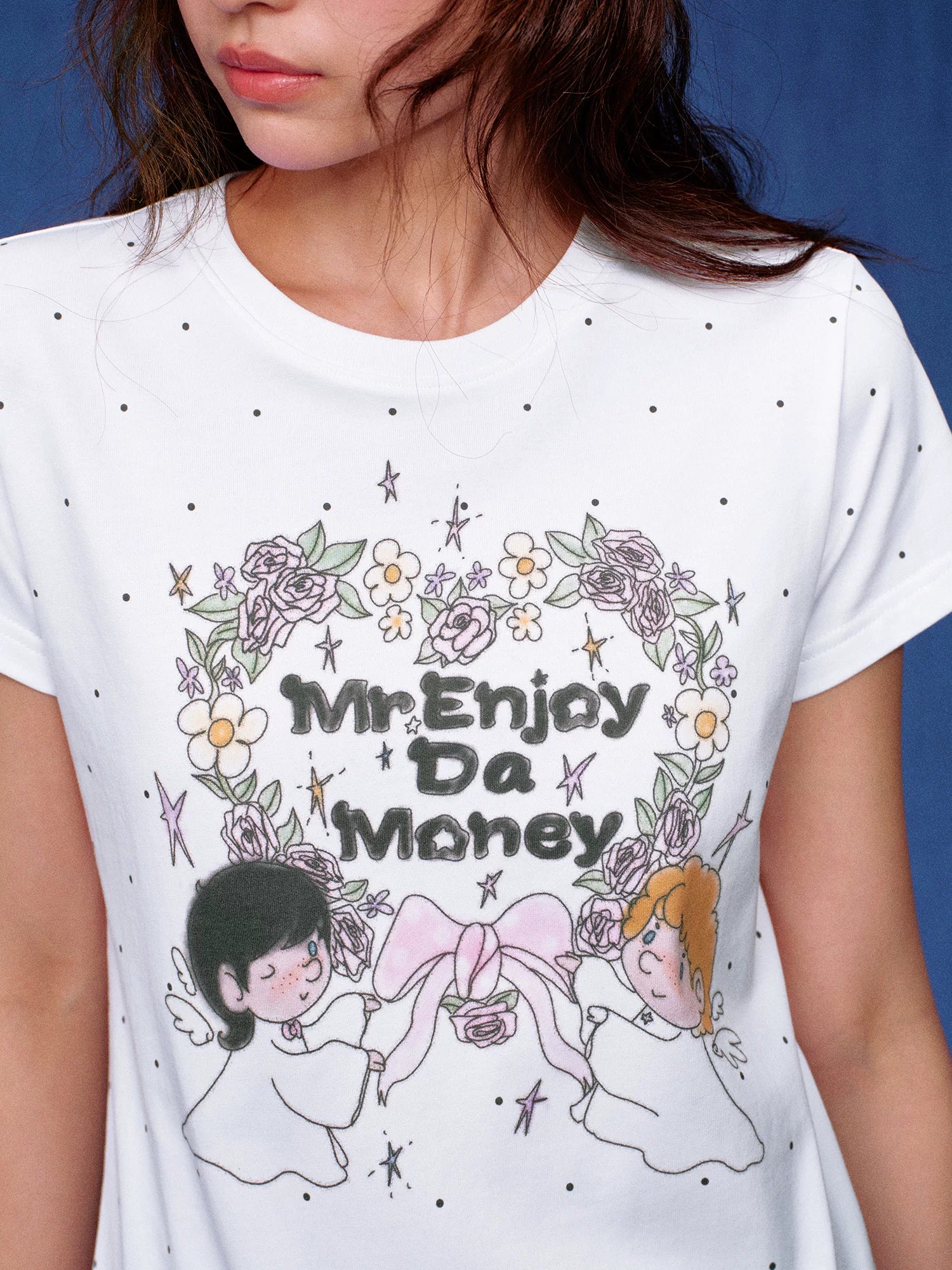 MEDM Casual Polka Dot Floral Versatile Tee