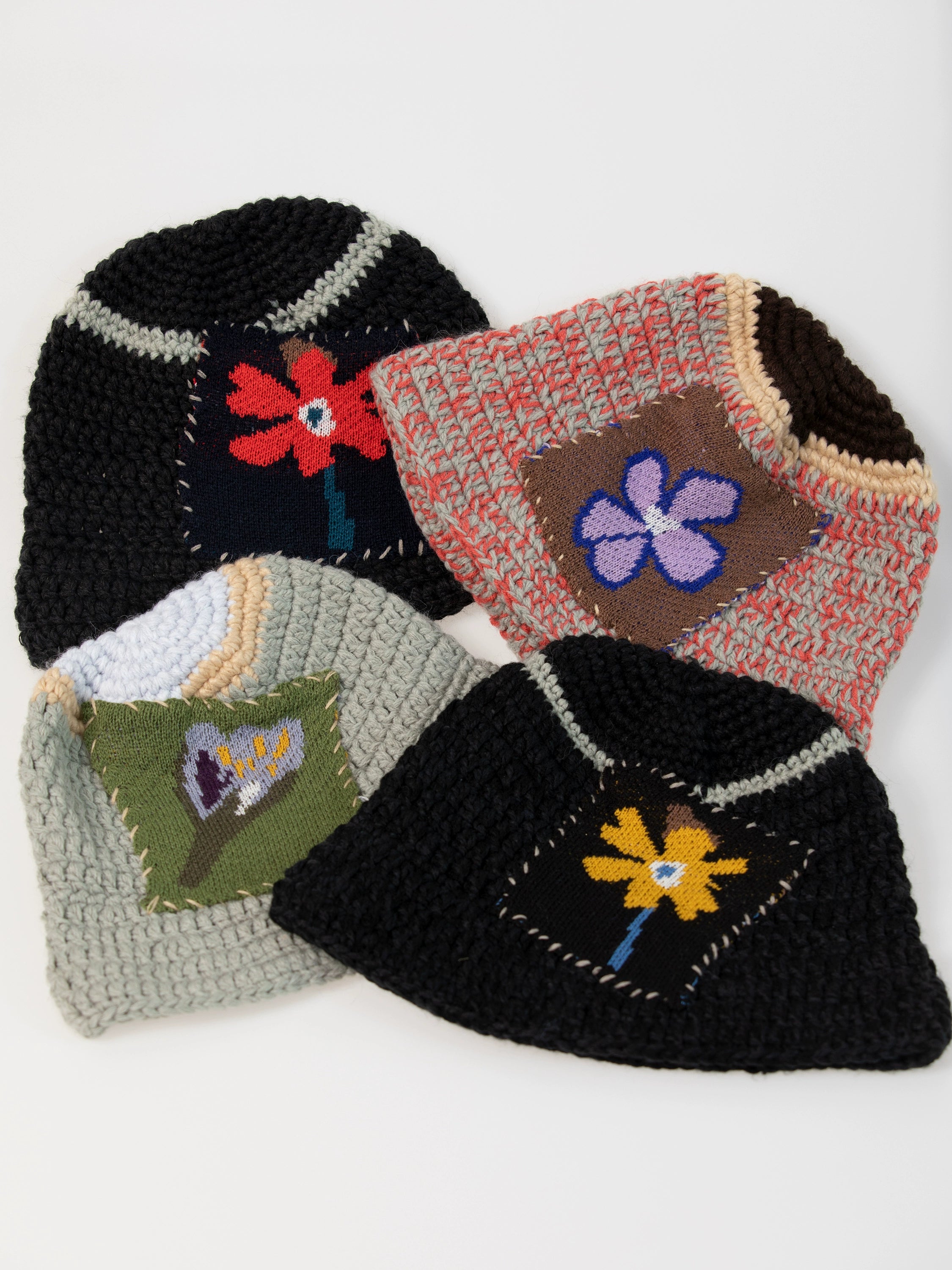 RHOMEHOUSE Hand Stitched Cloth Knitted Bucket Hat