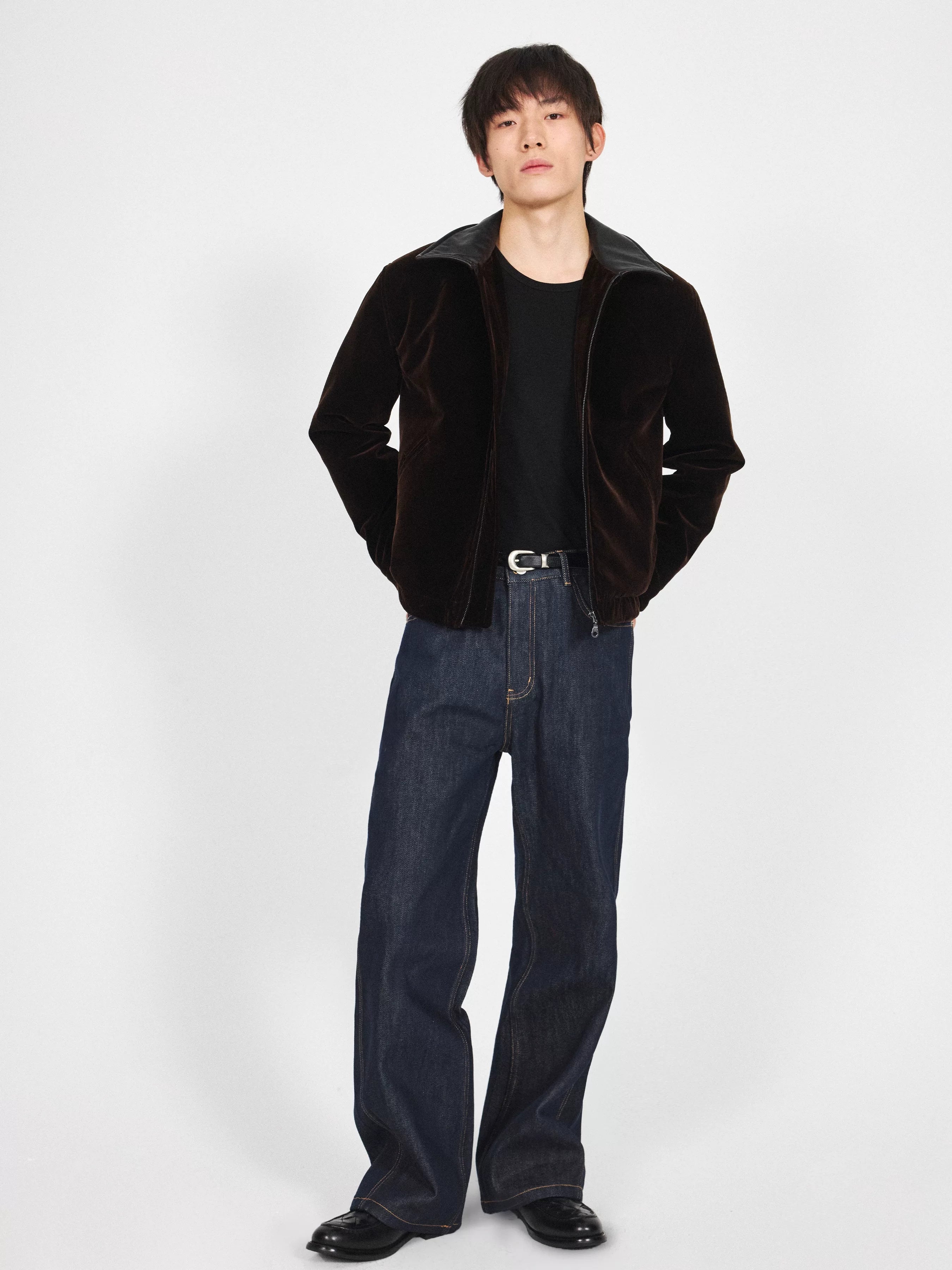Stay The Night Velvet Leather Collar Shoulder Jacket