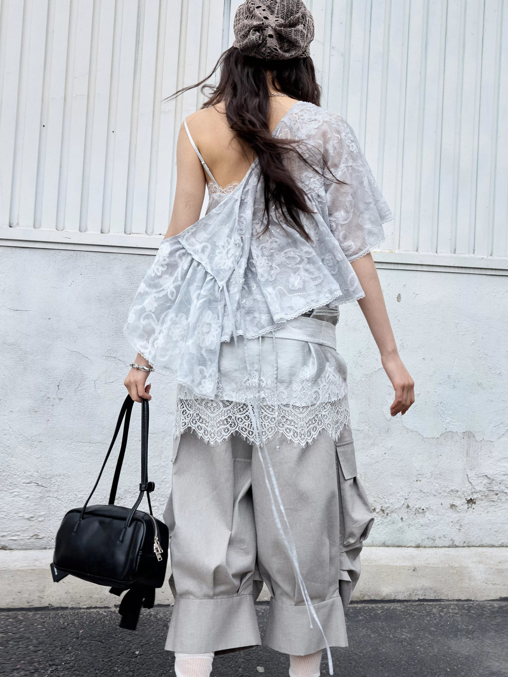 JNYLON Versatile Lace Patchwork Satin Camisole