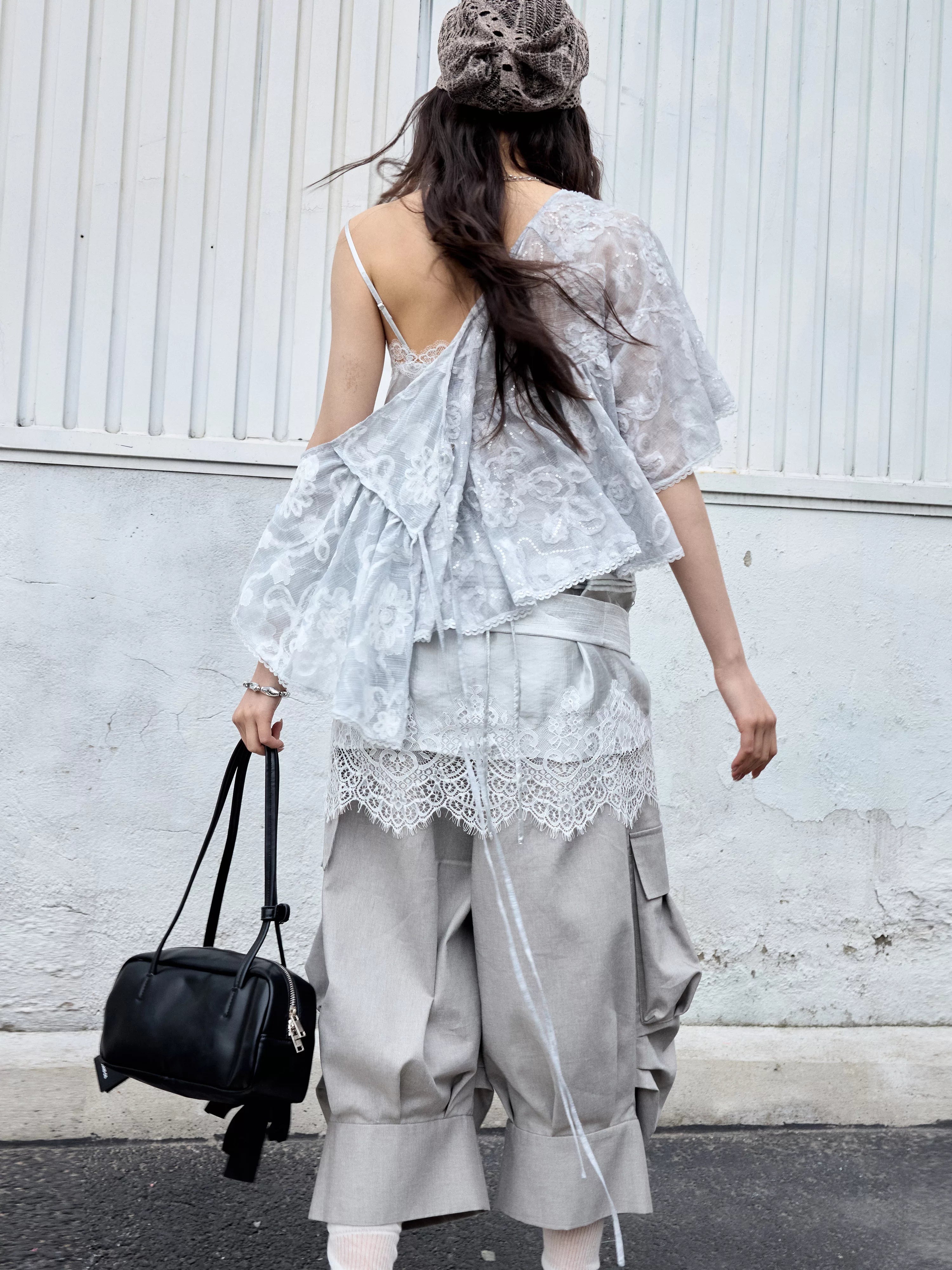 JNYLON Versatile Lace Patchwork Satin Camisole