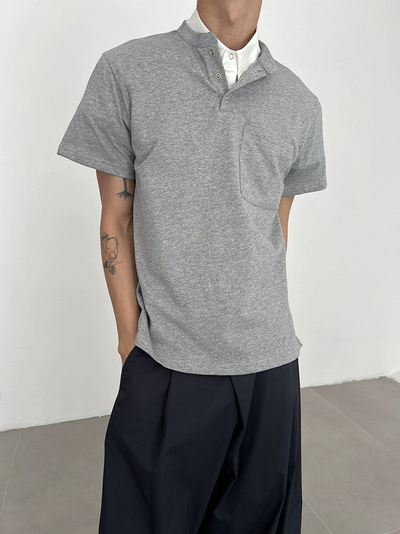 COLN Henry Neck Shoulder Short Tee