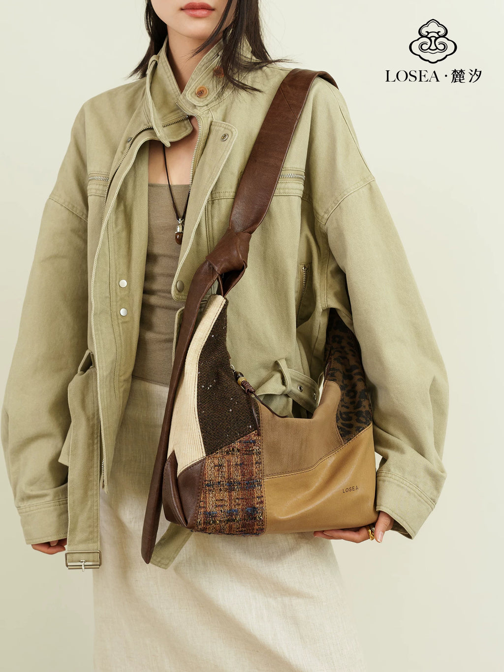 LOSEA Vintage Spliced Shoulder Bag