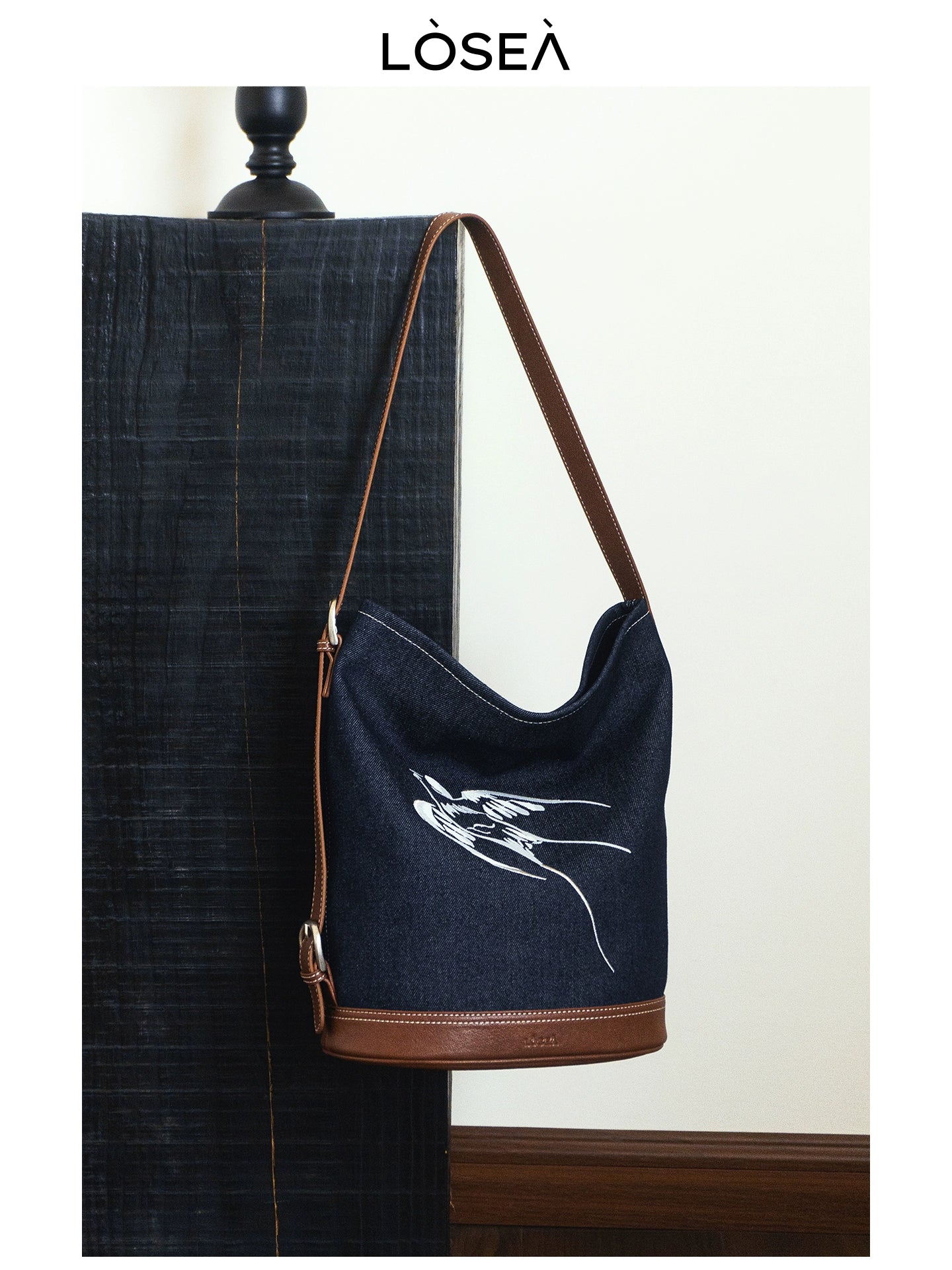 LOSEA Denim Bucket Shoulder Bag