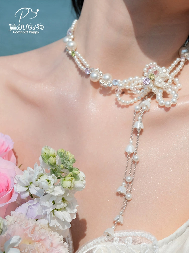 ParanoidP Pearl Flower Fringed Necklace