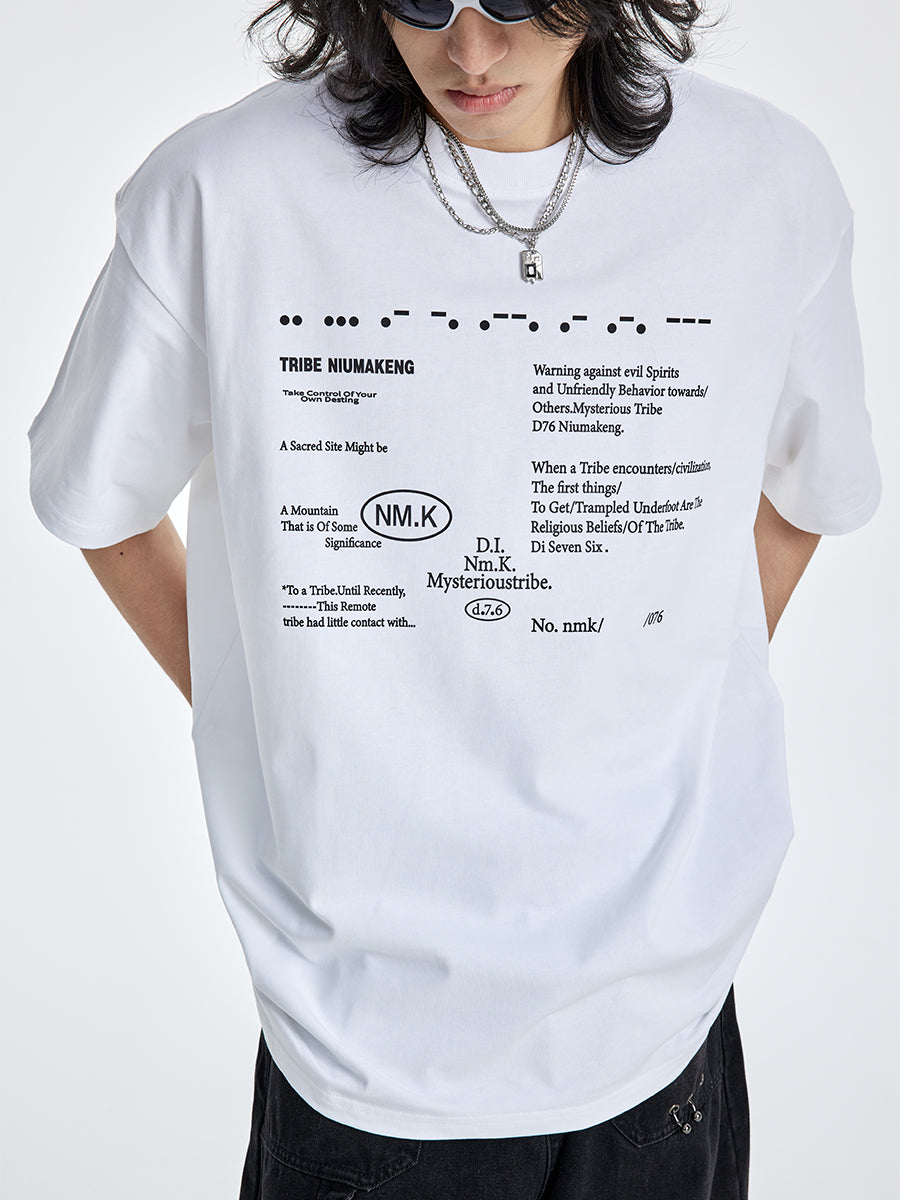 (NMK) Morse Code Letter Printing Tee
