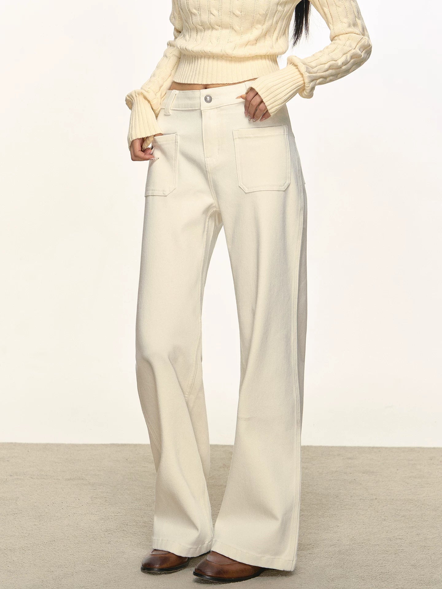 Anna Aneae Straight Wide-leg Casual Trousers