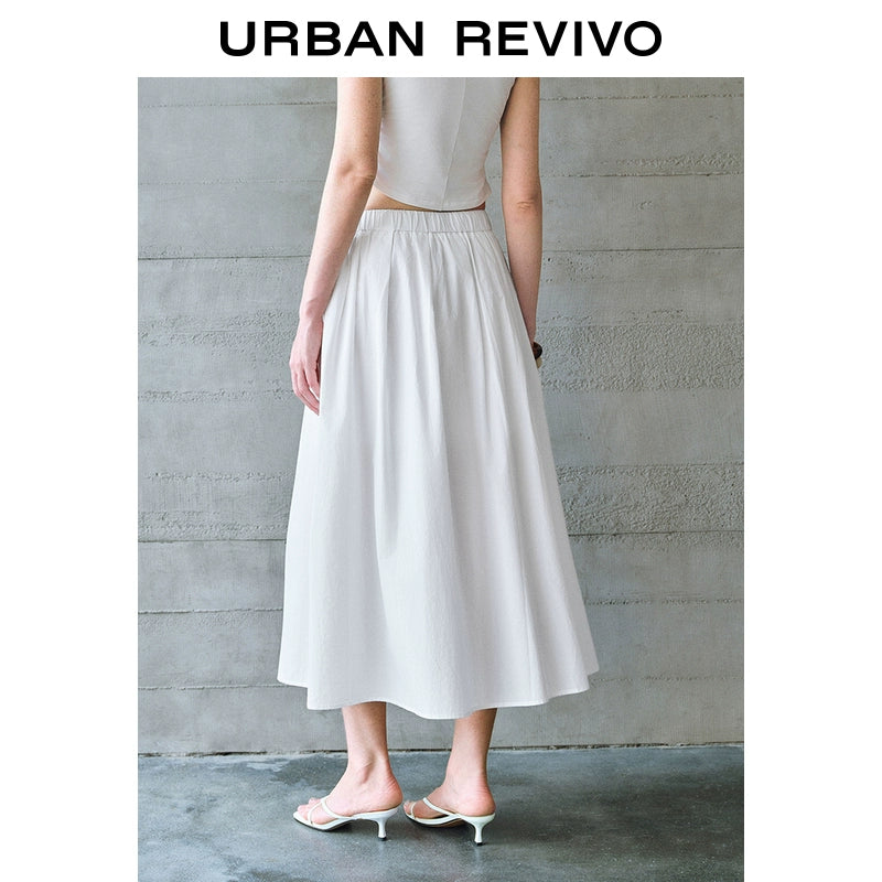 URBAN REVIVO Simple Elastic Waist Super Loose Skirt