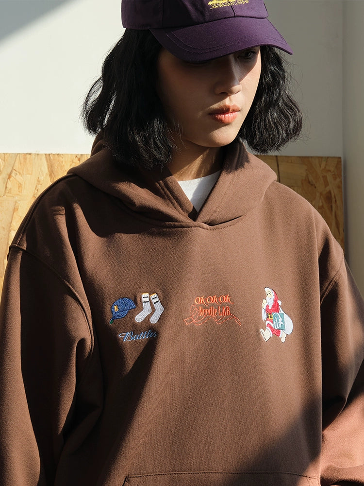 Battles Christmas Embroidered Hooded Sweater