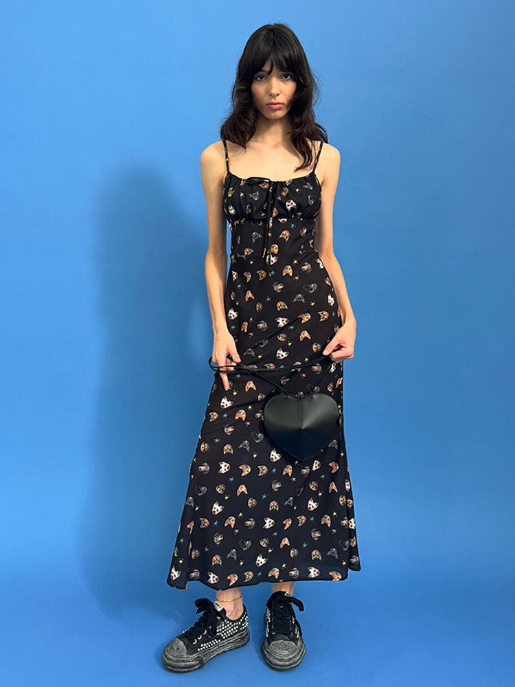 Two Little Guys Vintage Puppy Print Suspender Dress
