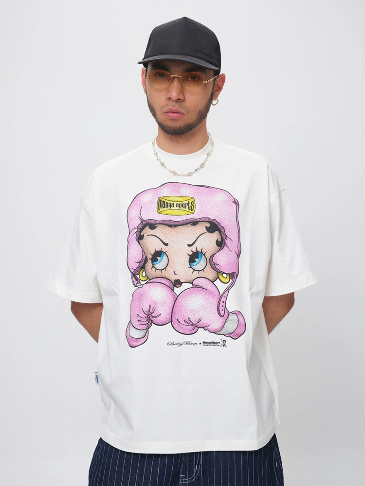 ComicTree Boxing Cartoon Betty Crew Neck Tee