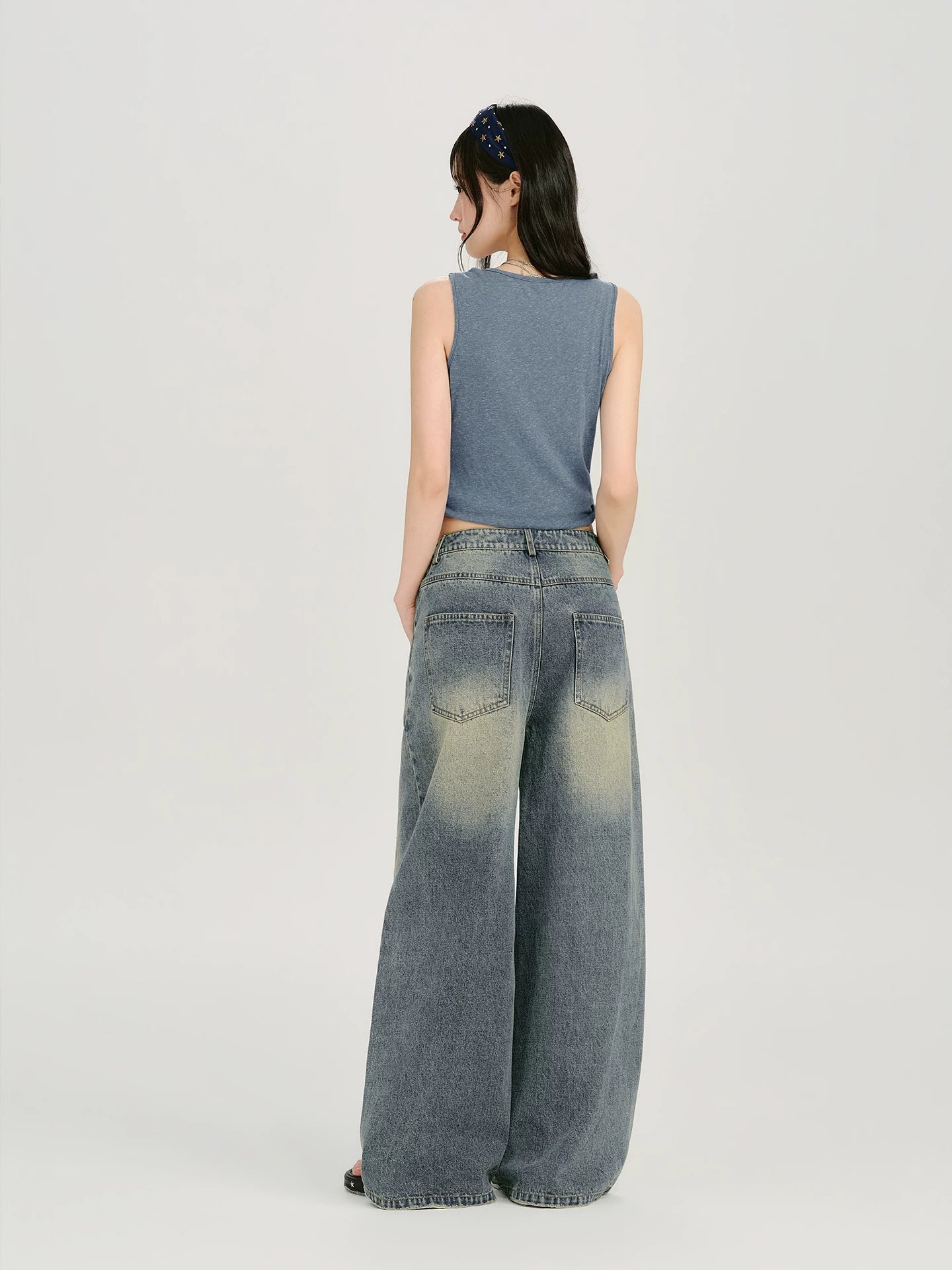 Girlyhalo Wide-leg Embroidered Jeans