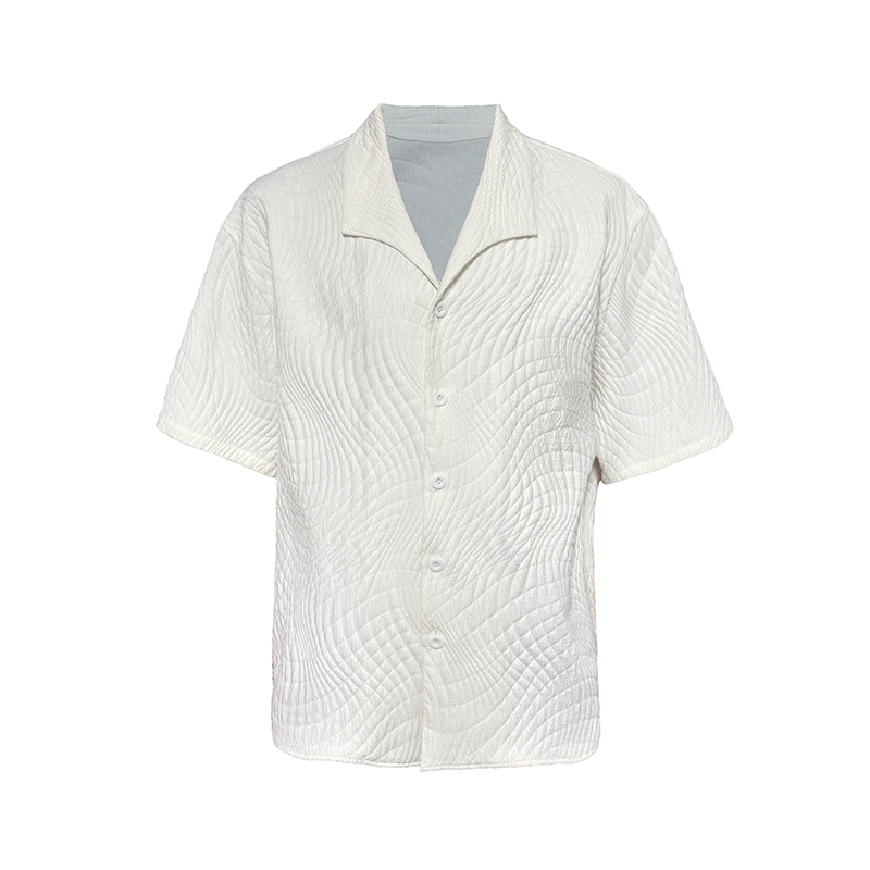 JCAESAR Seagull Collar Leaf Pattern Shirt