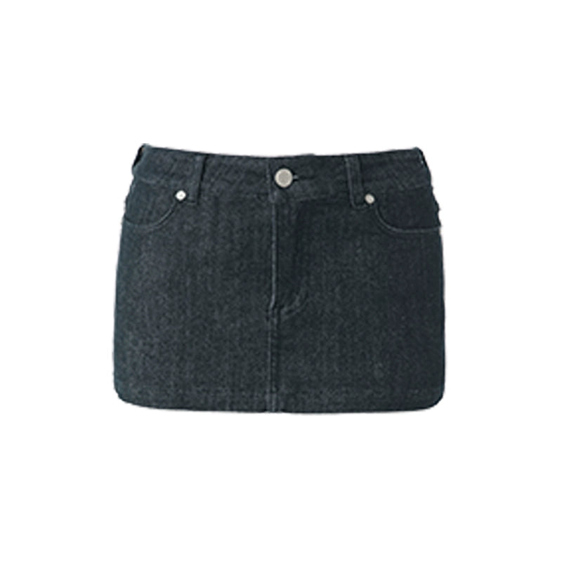 ABMY High and Low Waist Sexy Hip-wrapped Denim Skirt Pants