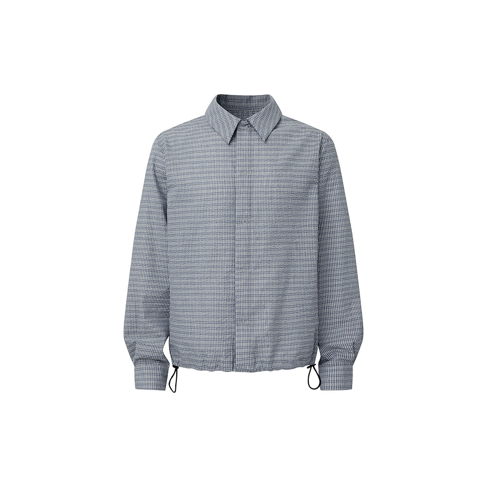 DIMC Wrinkled Texture Small Plaid Long-sleeved Shirt