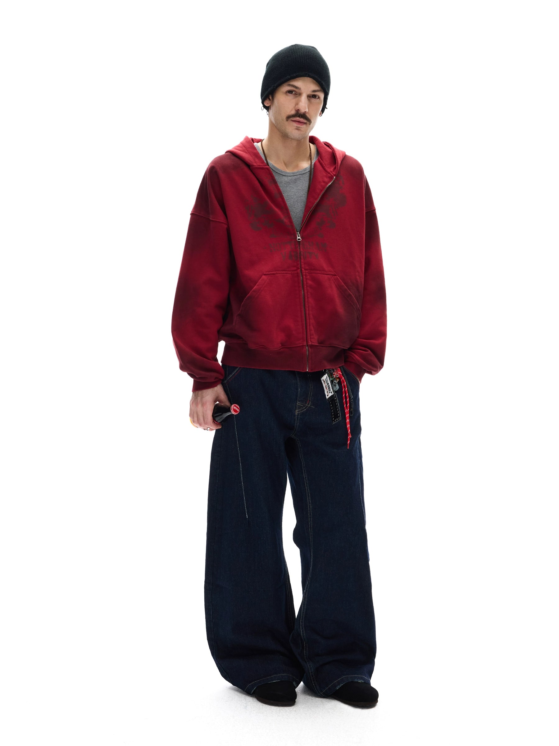 TRYTHMCLUB Short Make Old Tie-dye Hooded Sweater Men