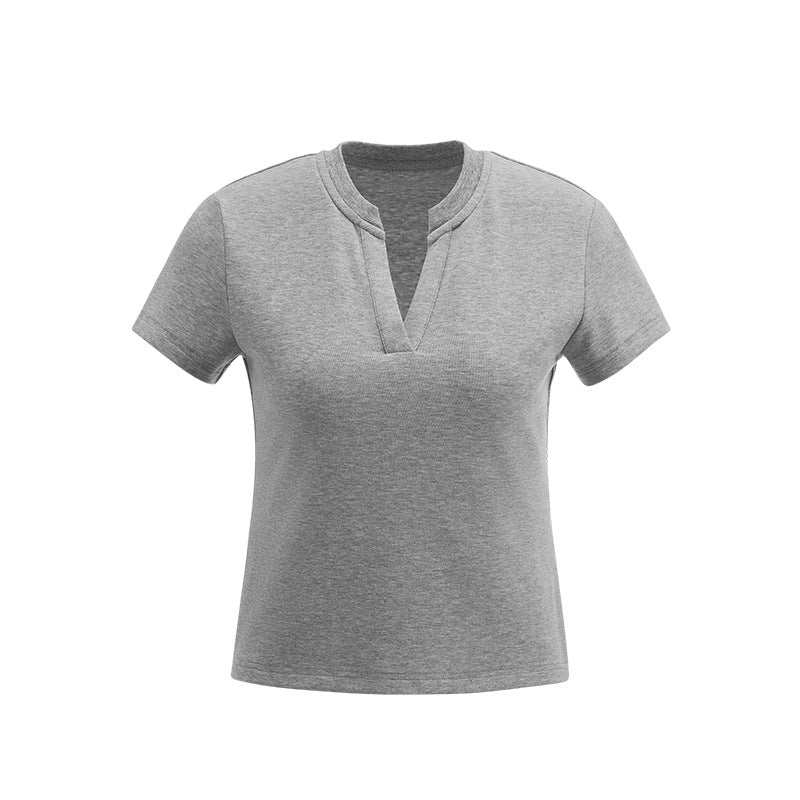 InflationV Neck Front Shoulder Skinny Short Tee