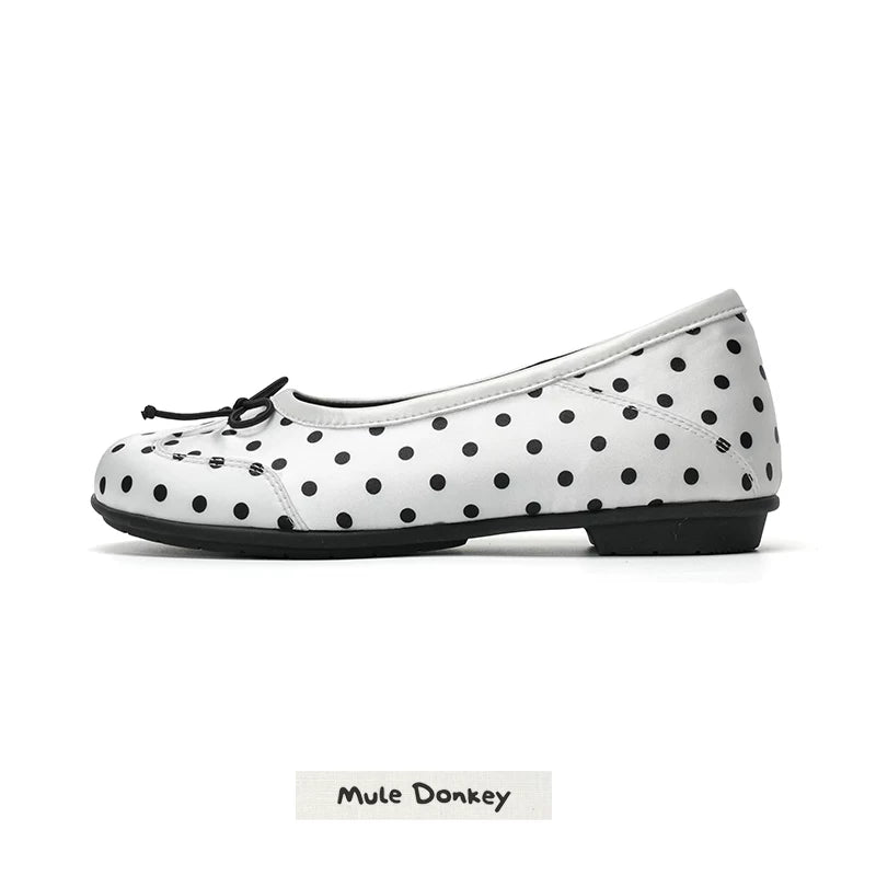 Donkey Retro Inner Heightening Polka Dot Single Shoes