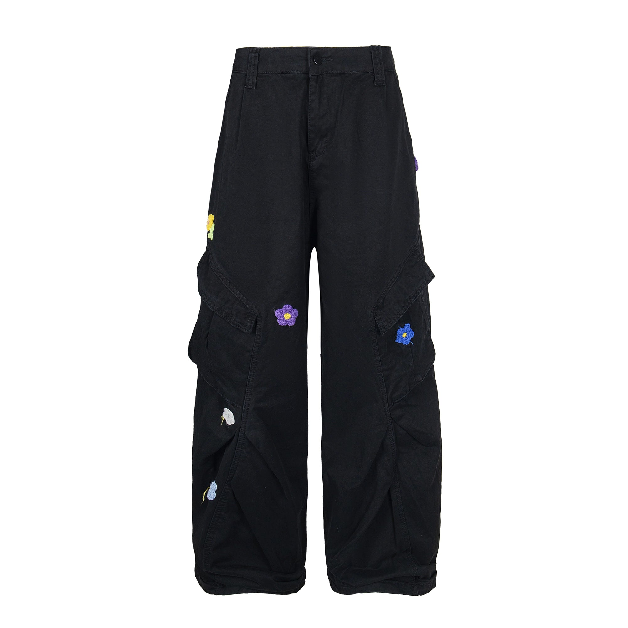 BLACKLISTS Old Flower-embroidered Wide-leg Scimitar Pants