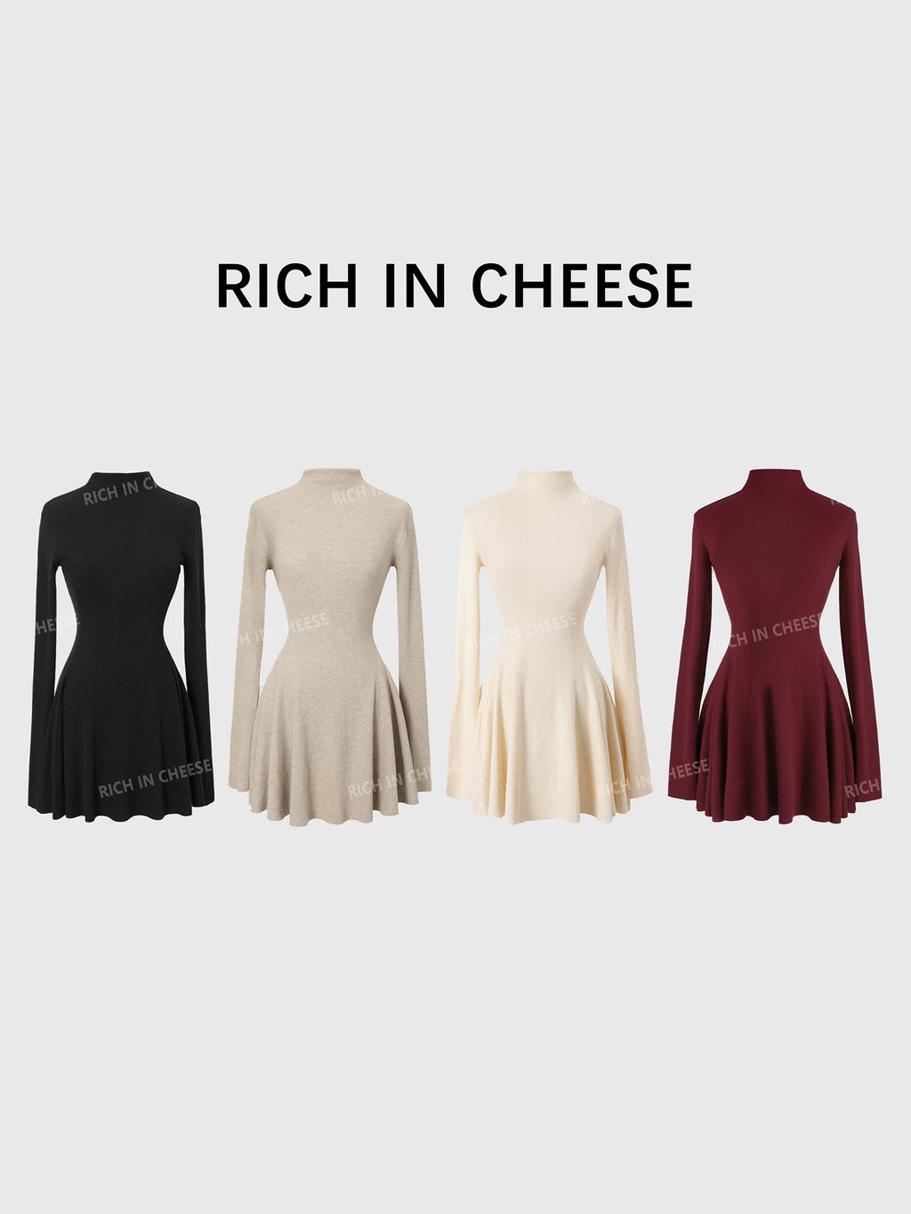 RICH IN CHEESE Knitted Waist Slim Dress
