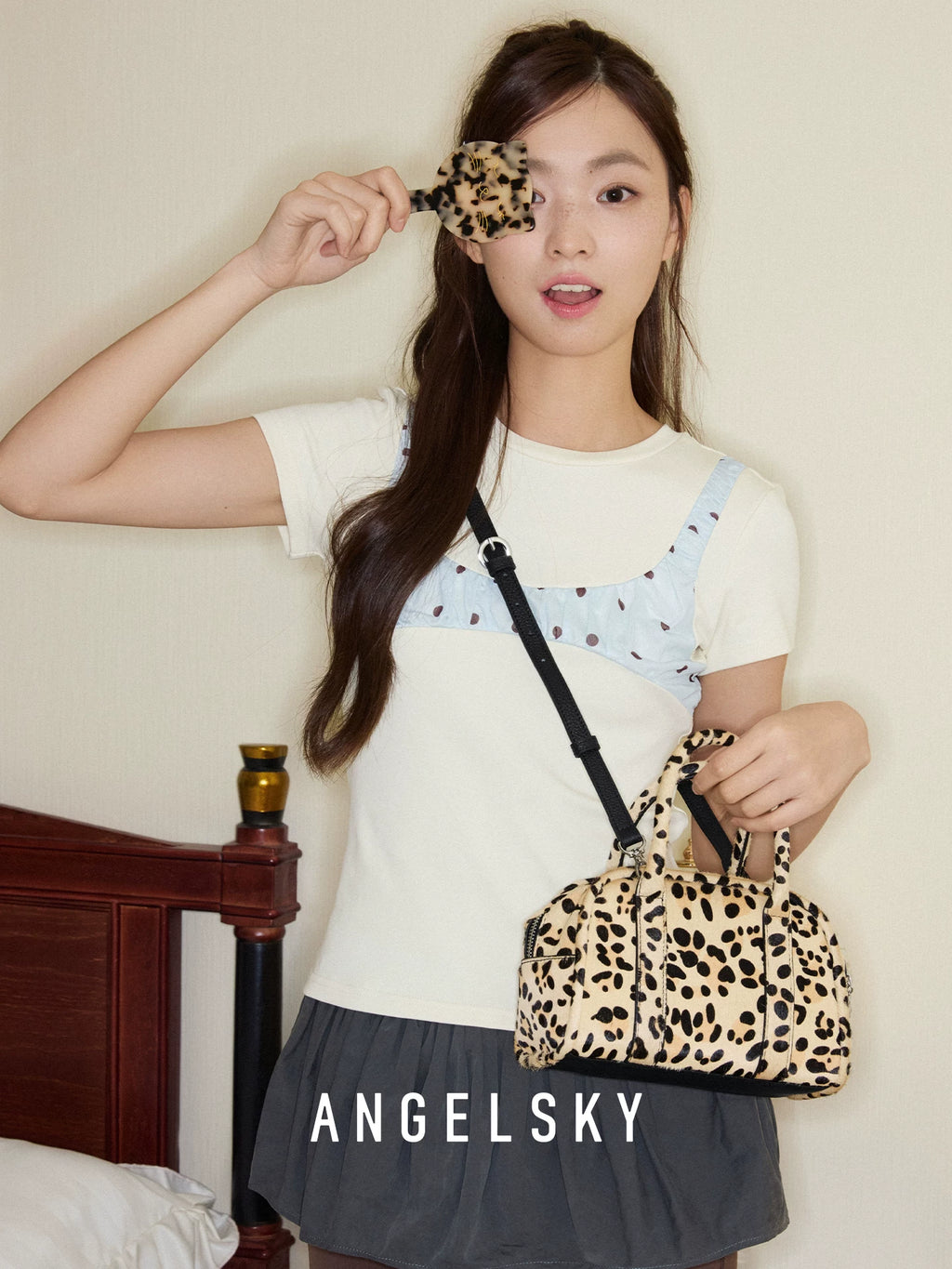 ANGELSKY Niche Leopard Print Messenger Bag