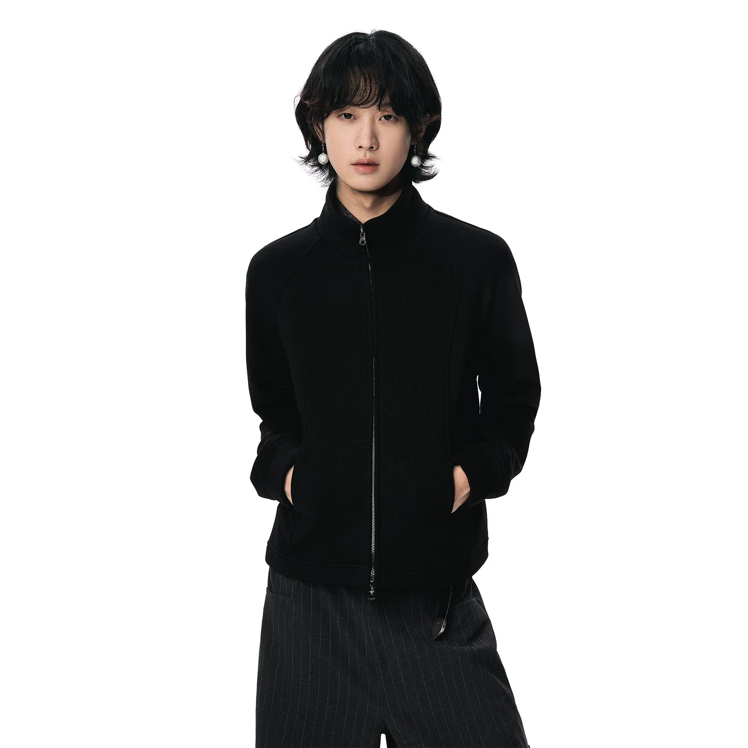 Sameuoo Stand-up Collar Short Sweater Jacket