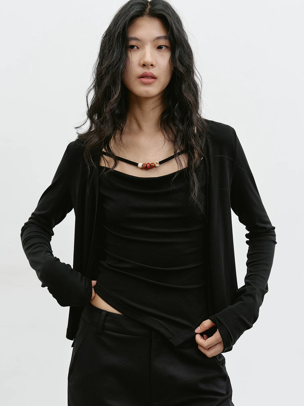 EIGHTHMONTH Casual Suspender Blouse Two-piece Set
