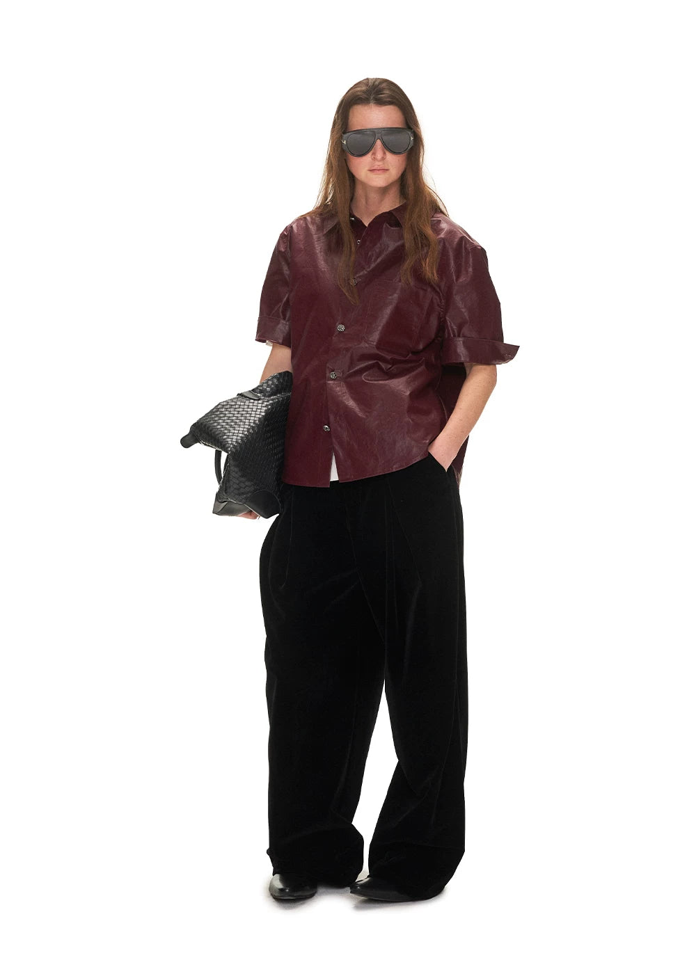 ANTERIOR LOVED Leather Texture Waterproof Short-sleeved Shirt