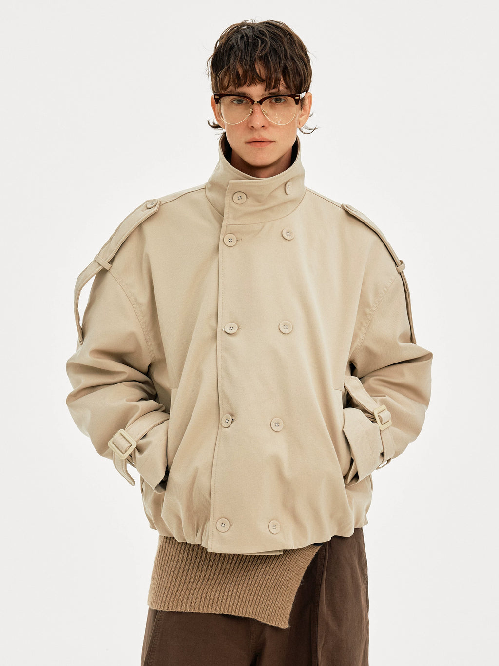 MADWITCH Double-breasted Stand-up Collar Thermal Tooling Jacket