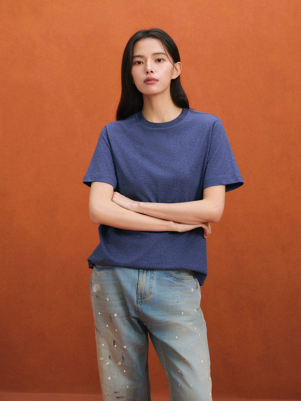 NO LOGO Soft Waxy Skin-friendly Breathable Front Shoulder Tee