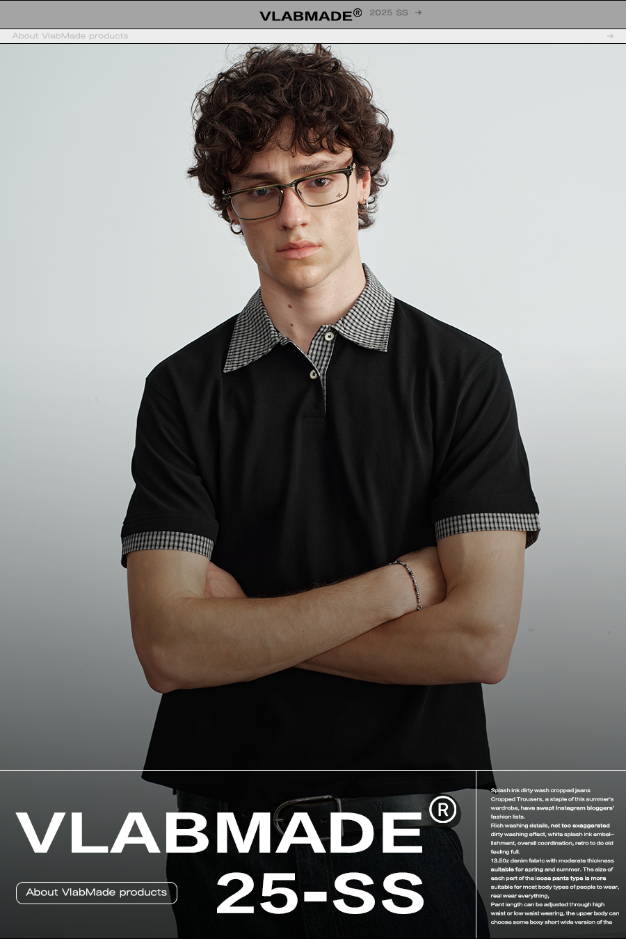 VLABMADE Plaid Neck Polo Shirt