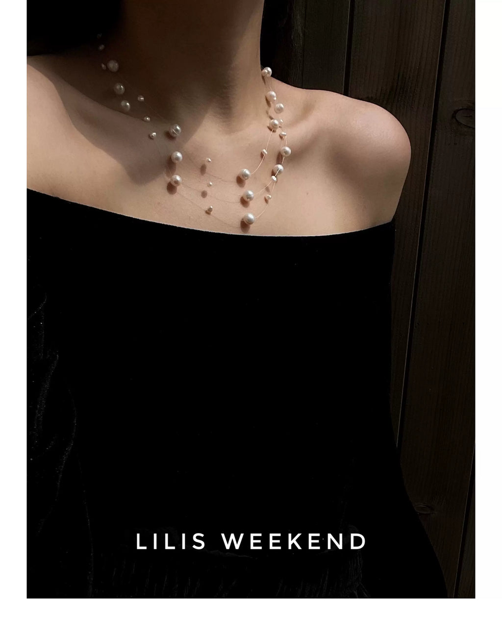 Lilis Weekend Triple Floating Pearl Niche Necklace