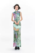 YEDM Hollow Cheongsam Print Dress