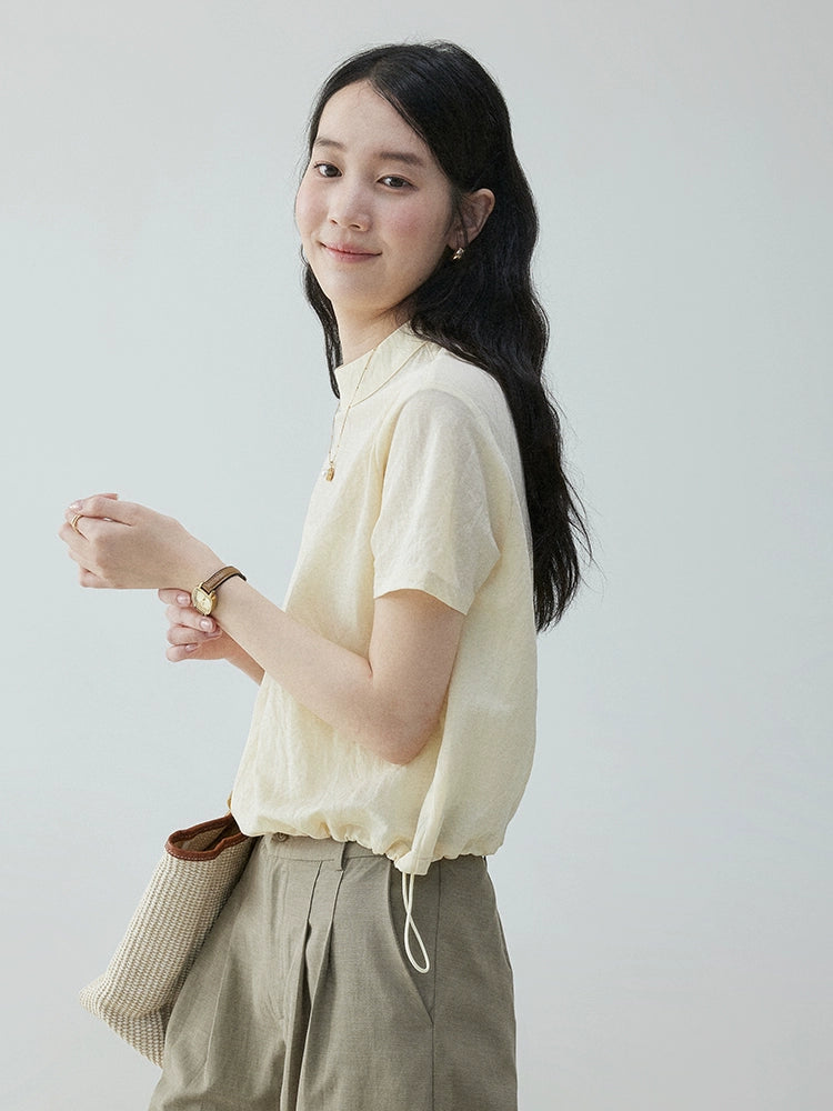 VOOE Small Stand-up Collar Light and Breathable Texture Shirt