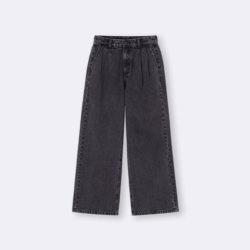 GU Pleated Loose Straight Jeans