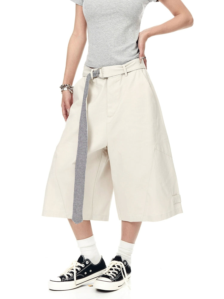 BLACKLISTS Niche Deconstructed Plaid Belt Tooling Shorts