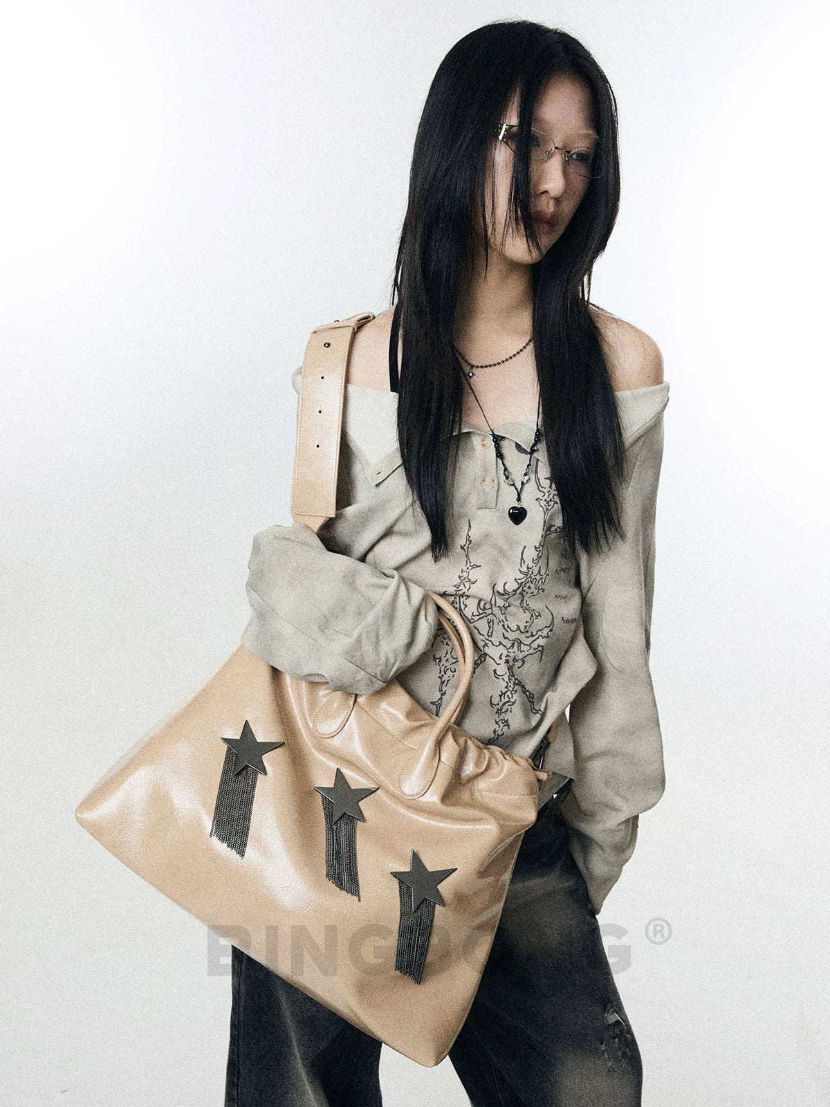 BINGBONG Retro Burst Pattern Fringed Shoulder Messenger Bag