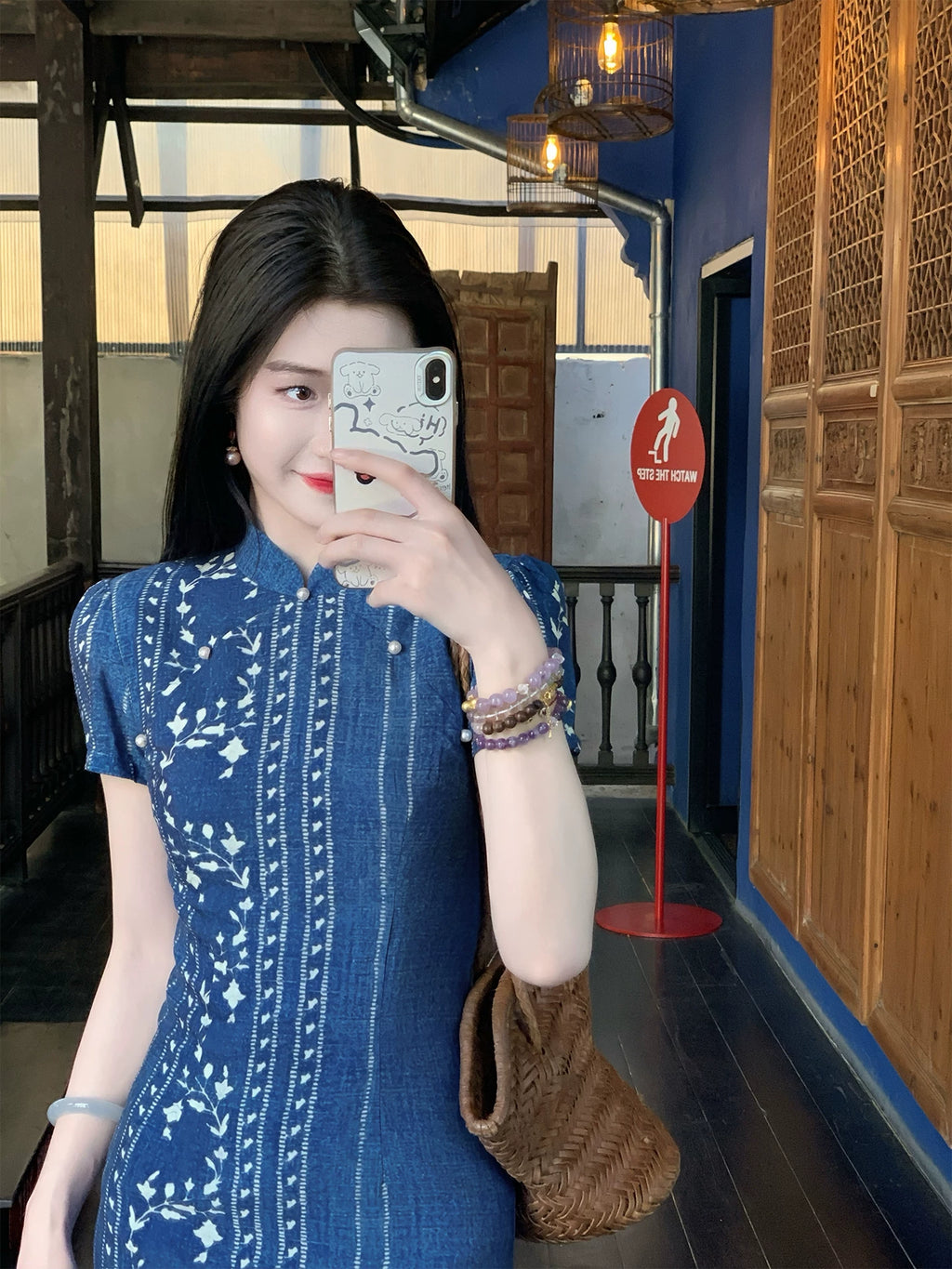 ZIHE Tie-dye Floral Striped Dress