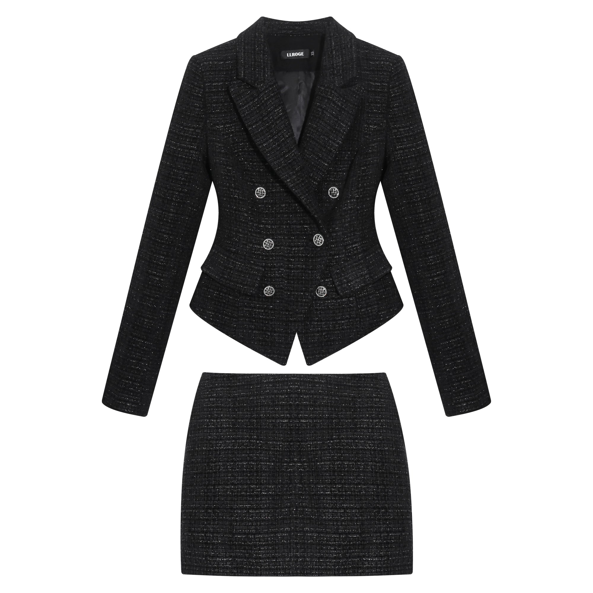 LLROGE Xiaoxiangfeng Tweed Blazer Skirt Two-piece Suit