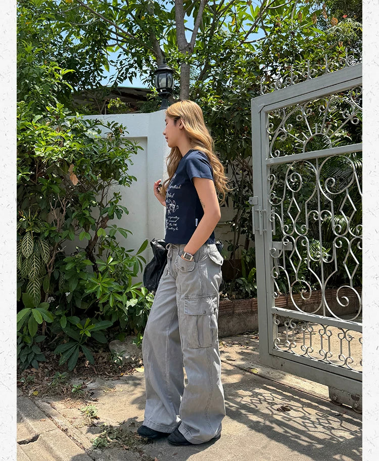 CCYE Multi-pocket Straight-leg Low-rise Overalls