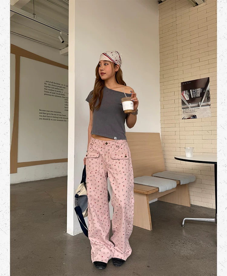 CCYE Floral Straight Versatile Drape Casual Pants